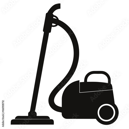 Simple Black Vacuum Icon on White
