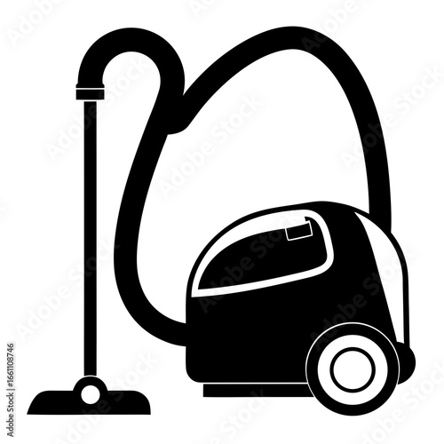 Simple Black Vacuum Icon on White