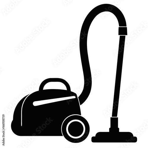 Simple Black Vacuum Icon on White