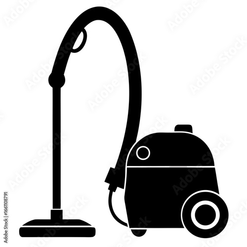 Simple Black Vacuum Icon on White