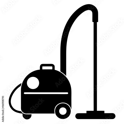 Simple Black Vacuum Icon on White