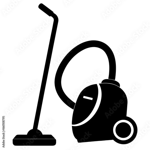 Simple Black Vacuum Icon on White