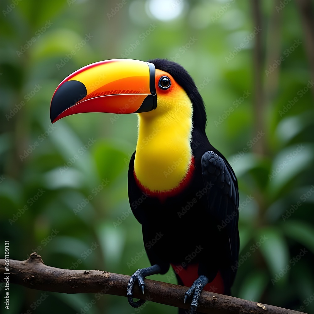 Obraz premium Tropical Toucan: Bright Beak Perched