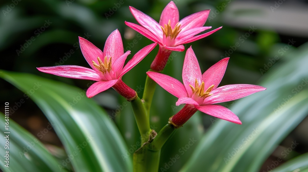 Fototapeta premium Pink flowers with yellow centers