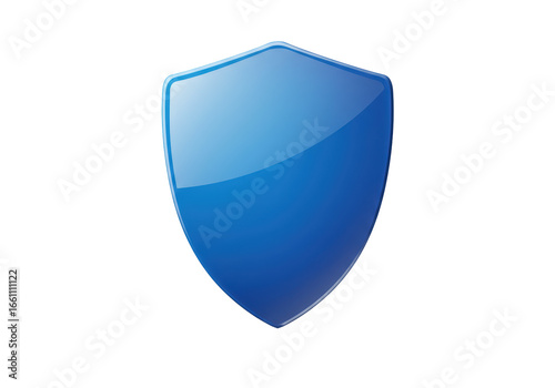 Isolated Glossy Blue Shield Icon for Security and Data Protection