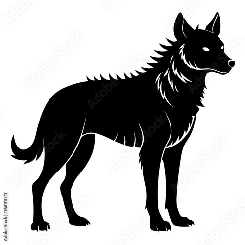 Black hyena silhouette isolated on white background