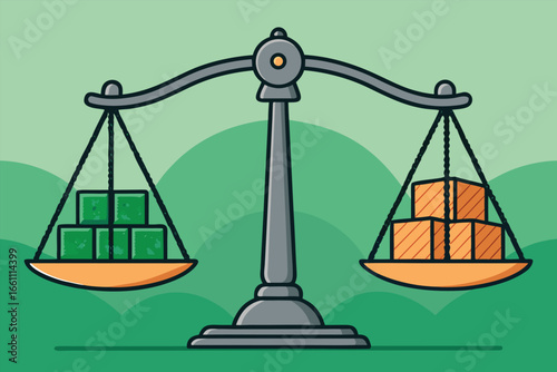 A starkly unbalanced scale, one side crushed by a monolithic tax block, symbolizing economic hardship and fiscal burdens.