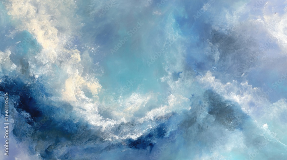 Obraz premium Vibrant deep blue ocean water swirling with white foamy waves. Dynamic liquid movement creates an abstract turbulent background texture.