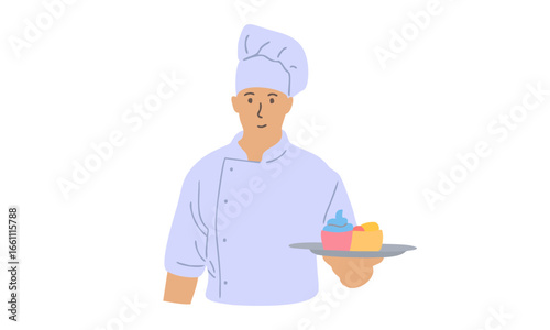 flat illustration of chef preparing food
