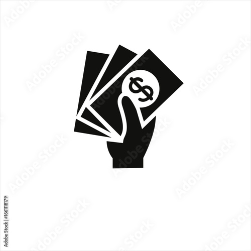 Hand Holding Money Icon - Financial Payment and Earning Concept