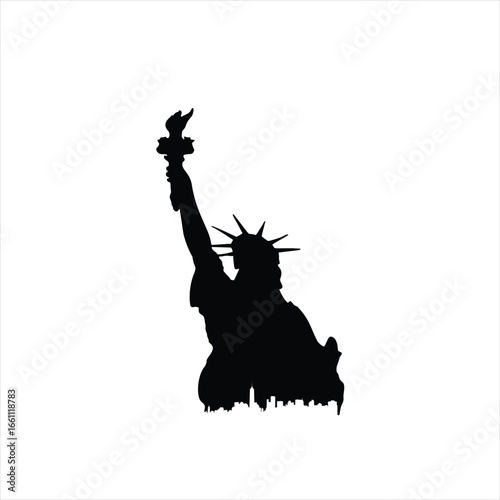 Iconic Statue of Liberty Silhouette with a Torch Held High