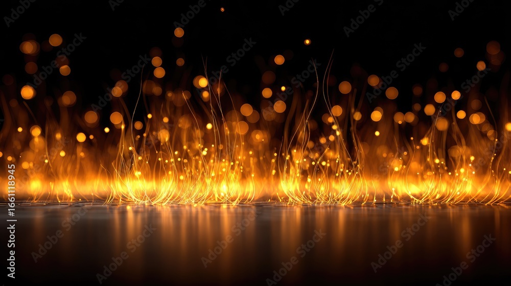 Obraz premium Glowing embers and sparks on dark surface (3)