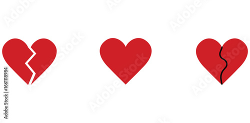 A conceptual image showing a broken heart, a mended heart, and a whole heart, representing love, relationships, emotional pain, and the journey of healing from heartbreak.