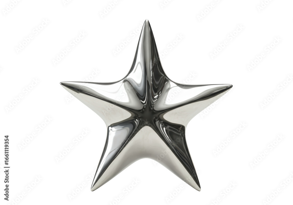 Obraz premium Isolated Shiny 3D Silver Star Symbol of Success and Achievement
