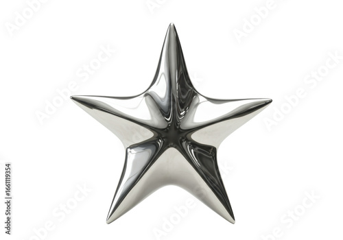 Isolated Shiny 3D Silver Star Symbol of Success and Achievement
