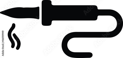 Illustrator Vector Simple soldering iron icon with smoke silhouette