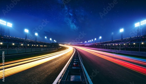 Night Race Track Speed Light Trails