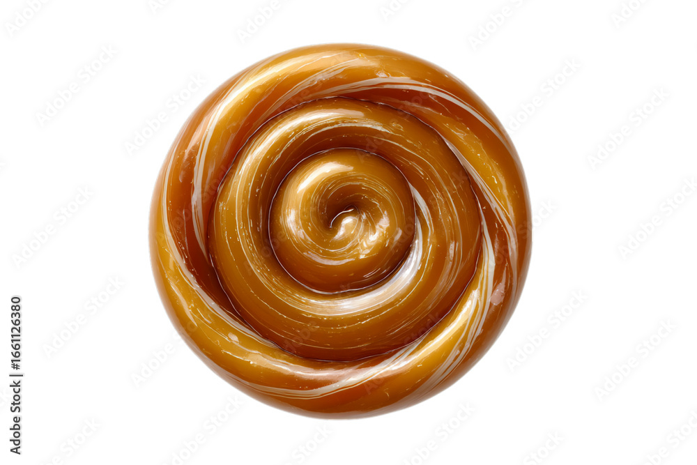 Fototapeta premium Photo of caramel candy with spiral pattern isolated on transparent background