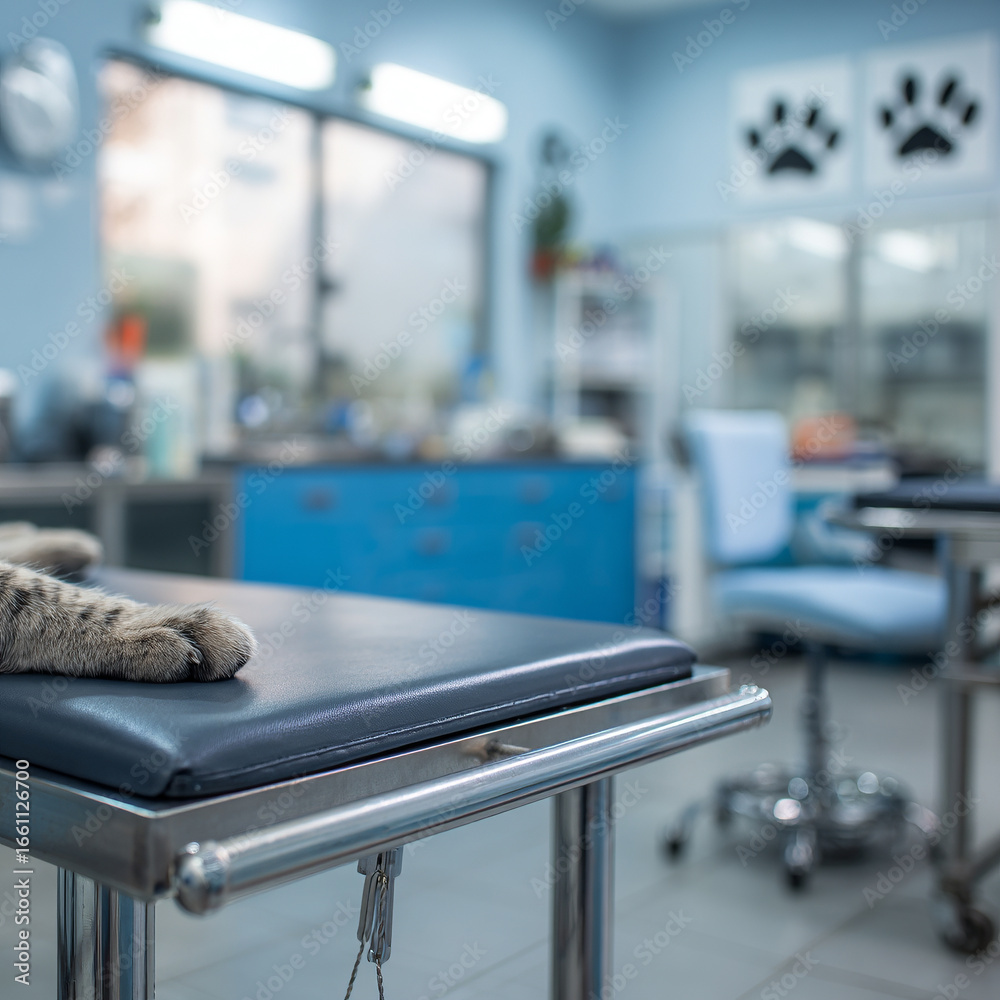 Fototapeta premium A veterinary clinic with a cat on a table
