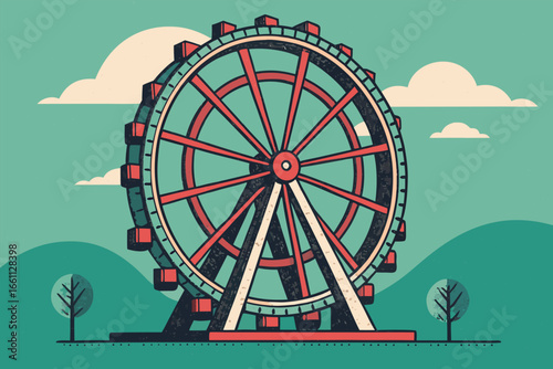 Giant symbolic wheel of fortune turns, revolution text, fate, destiny, cyclical change, progress, life's journey, transformation, momentum.
