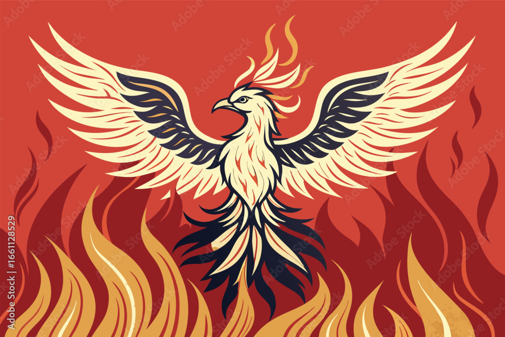 Obraz premium -symbolic-phoenix-rising-from-flames-representing-.eps
