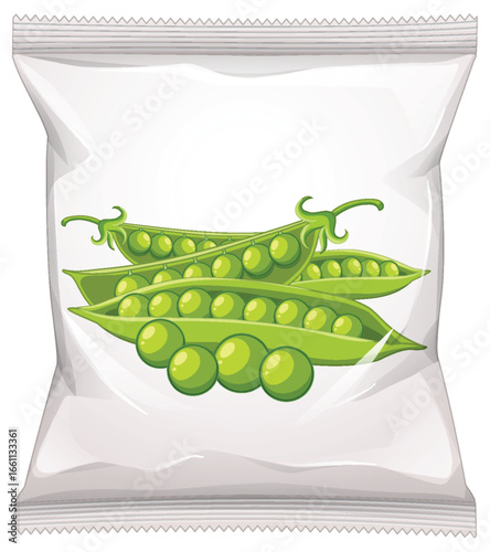 Green Pea Snack Packet Vector Illustration