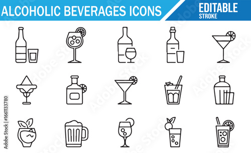 Drinkware, Liquor, and Cocktail Icons for Bars, Restaurants, and Events