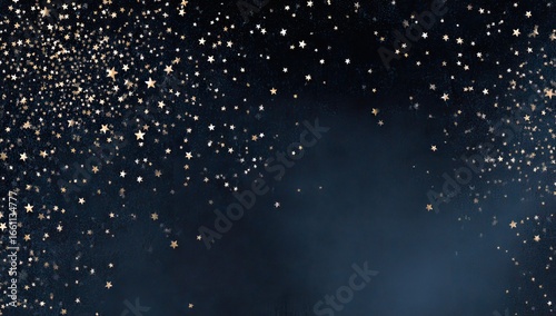 Starry night sky, gold glitter particles