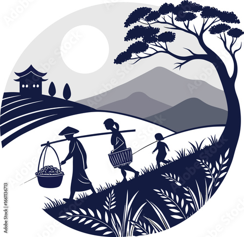 traditional asian village landscape