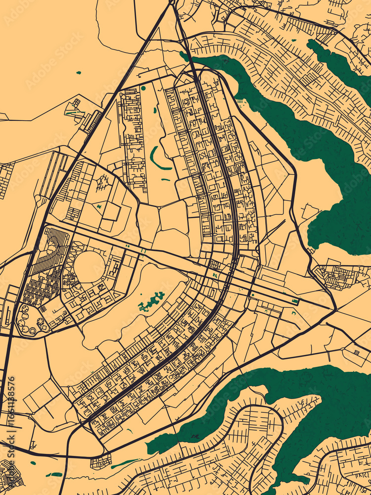 Obraz premium Brasília Brazil City Street Map. Downtown printable Landmarks, print city painting, travel art city banner modern art background abstract city