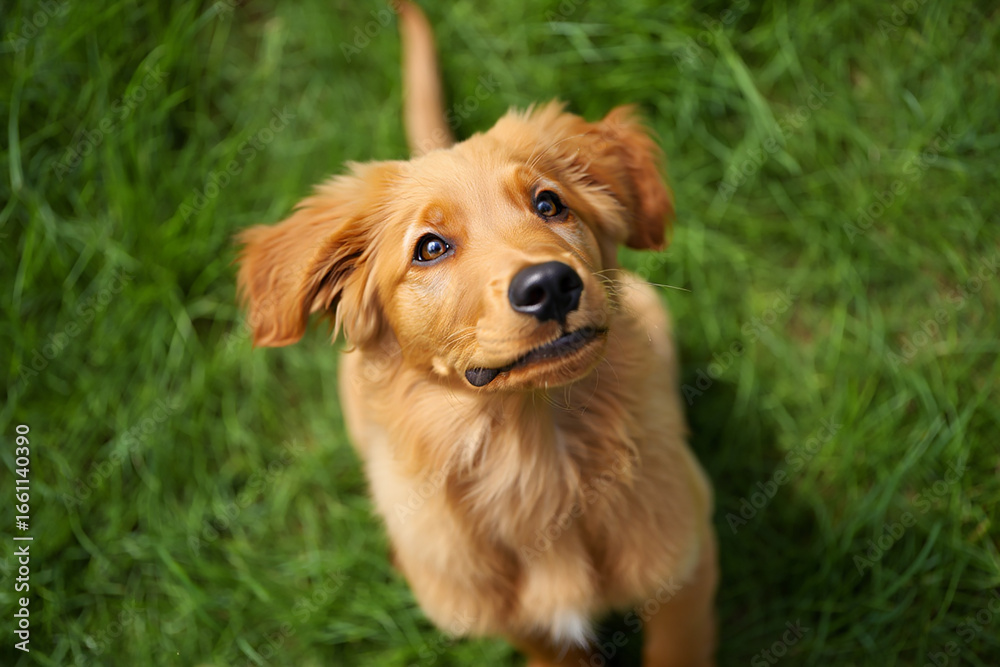Fototapeta premium Cute puppy looking at the camera.