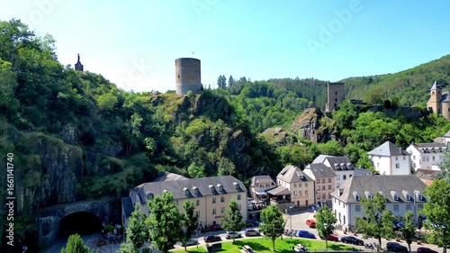 Esch-sur-Sure, Wiltz, Grand-Duche de Luxembourg, August 10, 2025, Explore breathtaking aerial views of iconic castles and stunning landscapes in beautiful Luxembourg