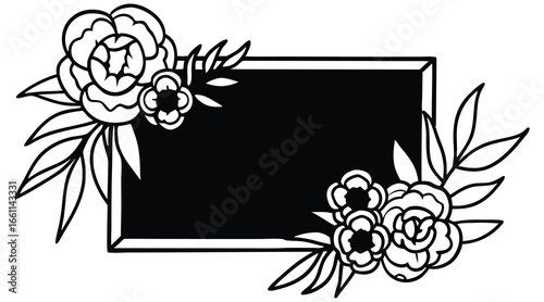 Elegant seamless black and white floral pattern with vintage rose and leaf elements, perfect for a decorative art illustration or wallpaper design