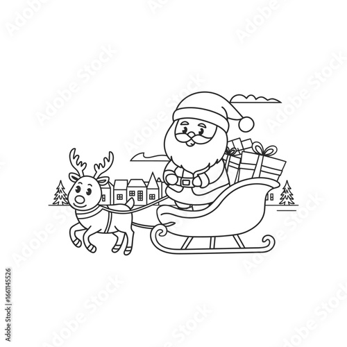 santa claus riding a sledge