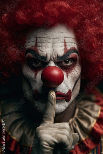 scary evil clown making to silence, psycho, halloween