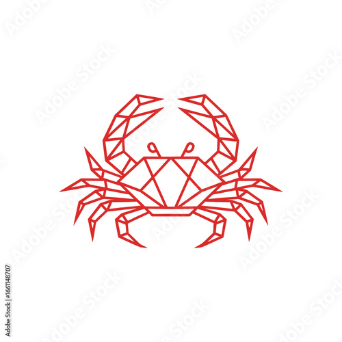 Geometric red crab illustration, a modern design
