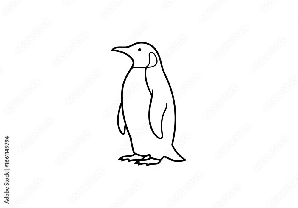 Naklejka premium Penguin outline illustration, a simple and cute design
