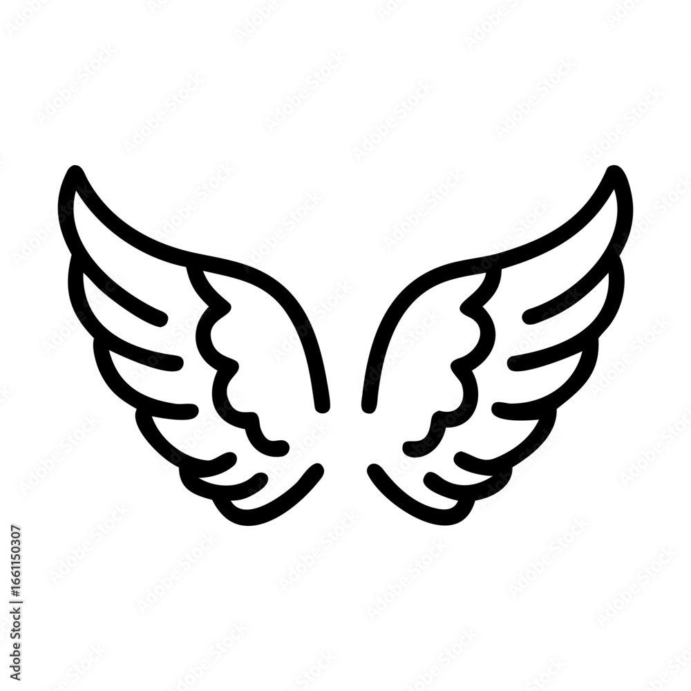 Fototapeta premium A angel wings icon bold outline vector illustration design