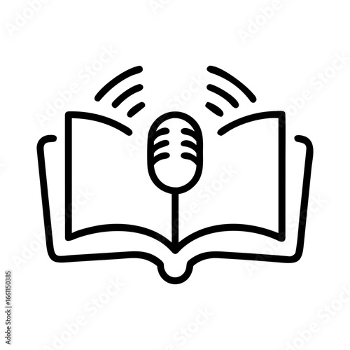 A audio book icon bold outline vector illustration design