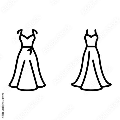 A long dress icon bold outline vector illustration design