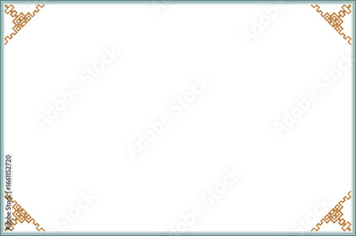 Wallpaper Mural Oriental Frame Design Traditional Chinese Style Border with Geometric Corner Ornament. Lines Green Gold Isolated. 835 Torontodigital.ca