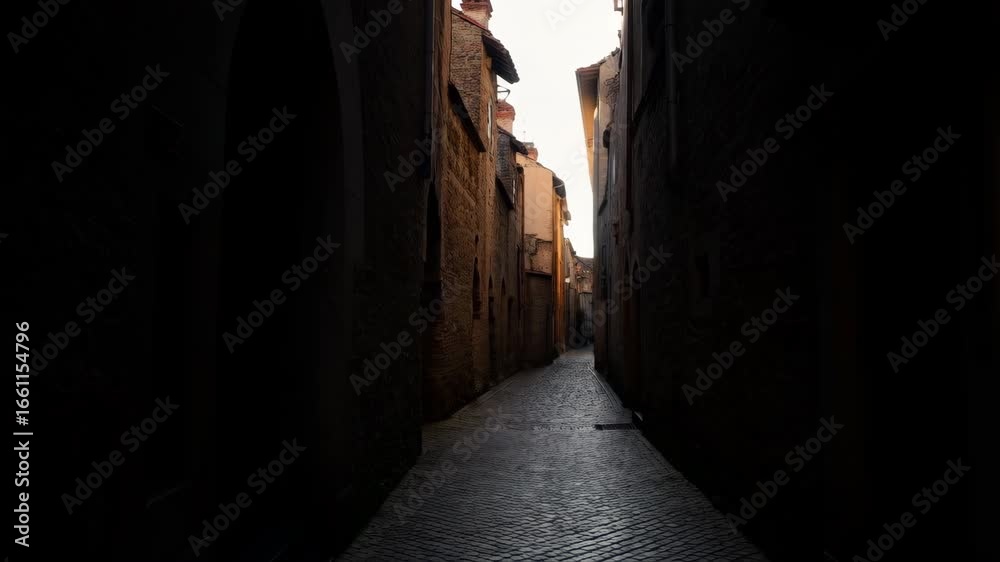 Light shifting in narrow medieval street Light shifting in narrow medieval street