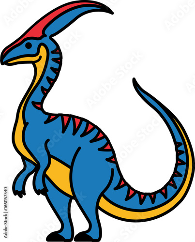 isolated illustration of parasaurolophus dinosaur