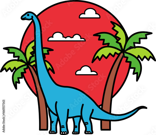 isolated illustration of brachiosaurus long neck dinosaur