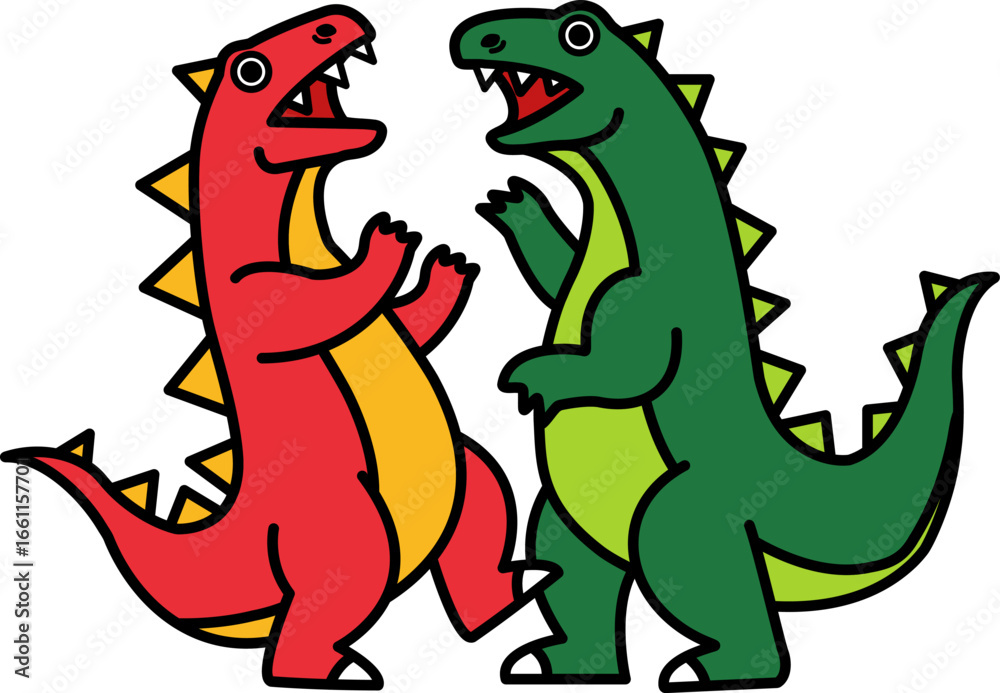 Fototapeta premium isolated illustration of two dinosaurs are fighting