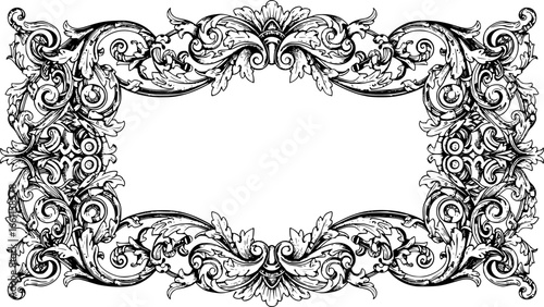 a drawing of a decorative design with scrolls and scrolls, baroque frame border