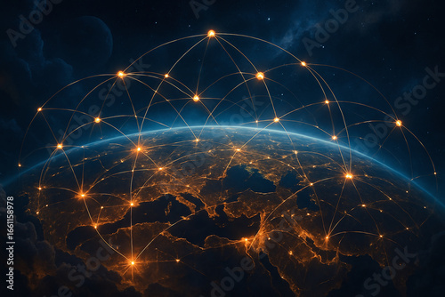 Global Network Connection, Earth at Night