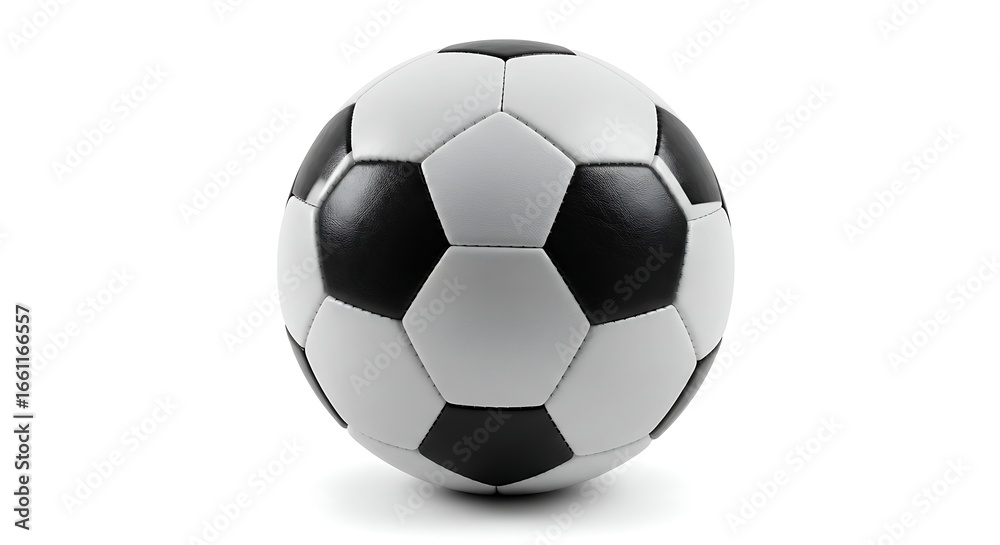 Naklejka premium Classic black and white soccer ball with realistic texture and shadows