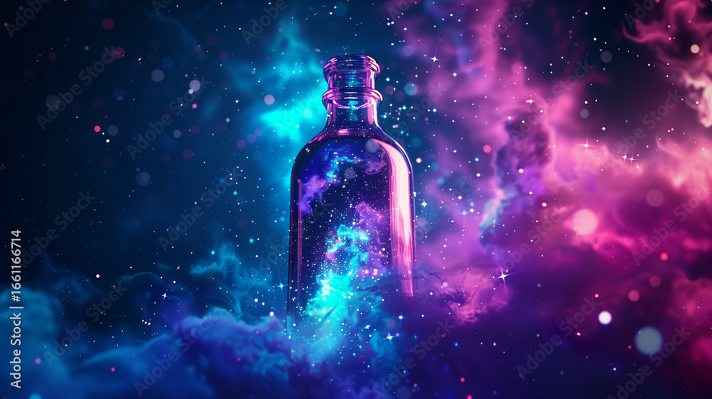 Naklejka premium Bottle of Emptiness in the Galaxy