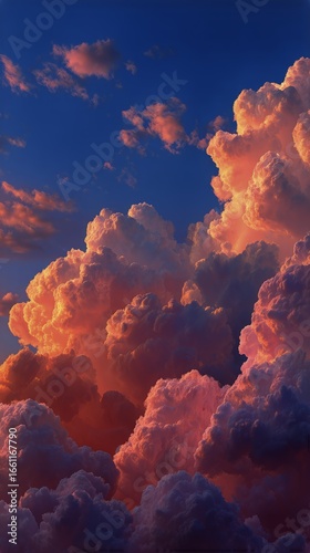 Colorful Clouds at Sunset Illuminating the Evening Sky Above a Serene Landscape